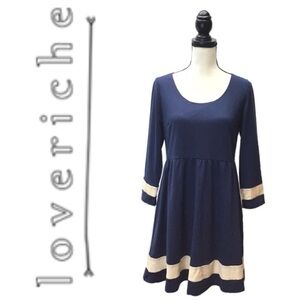 Love Riche Navy Blue Long Sleeve Mini A-Line Dress Size Large
